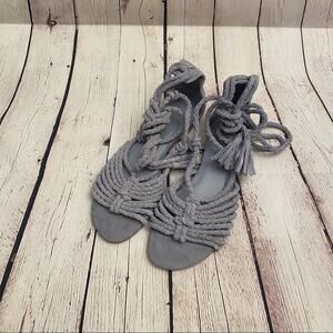 Joie Blue/Gray Suede String up Sandals sz 37.5